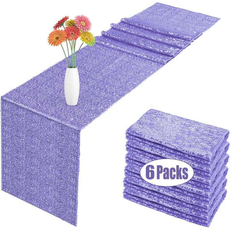 Bula Runner PET Sequins Table Runner - Set of 6, Purple