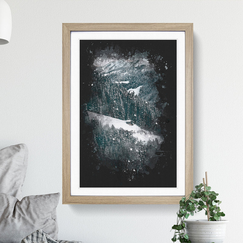 Winter Forest Vol.10 Paint Splash - Picture Frame Graphic Art, 36cm H x 27cm W x 2cm D, Oak