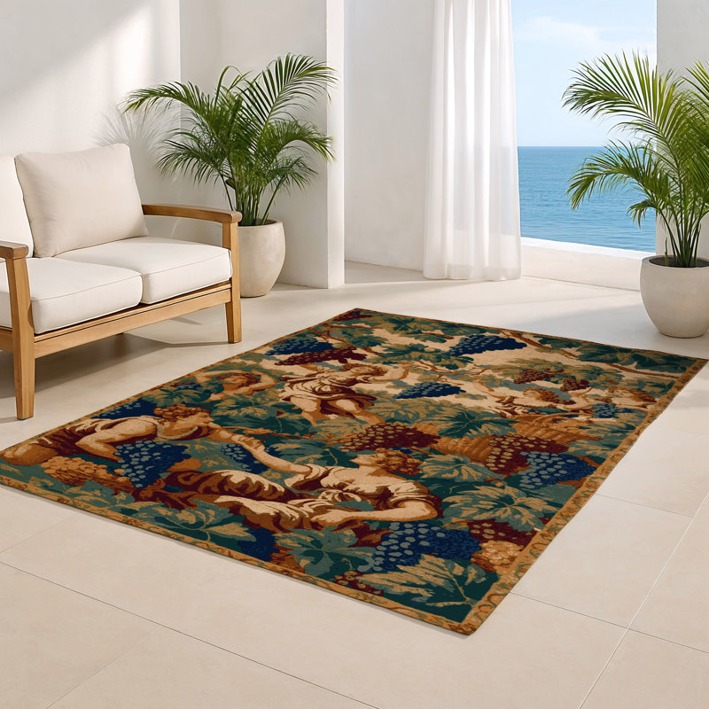 Tapis d'intérieur et d'extérieur brun français, Rectangle 4pi x 6 pi