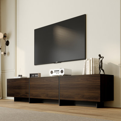TV Stand With 4 Cabinets And Wood Grain Finish