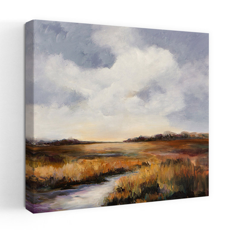 Amber matin art abstrait paysage naturel, H 18 po x l 18 po