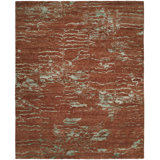 Abstract Area Rug in Rust