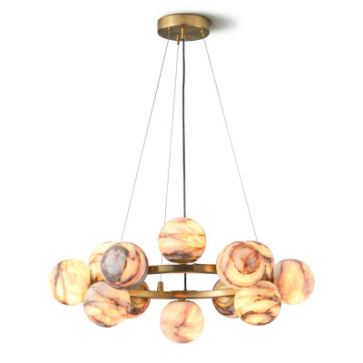  Granier 12 - Light Luxury Round Globe Kitchen Island Alabaster Chandelier(Bulbs Included)