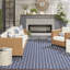 Tapis bleu marine intérieur / extérieur réversible à motif géométrique Kurmanbek-1857871635