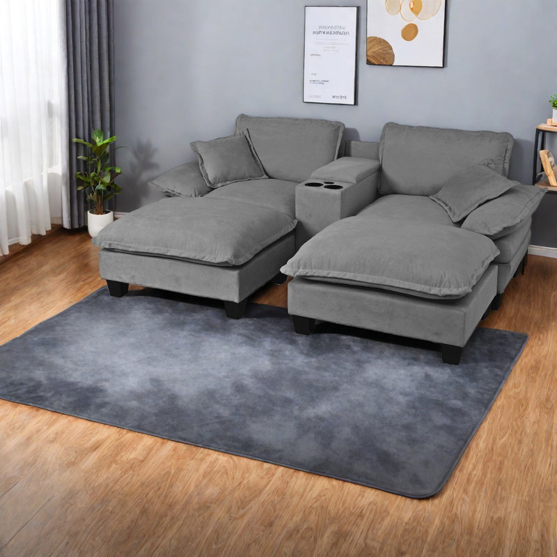 Canapés modulaires multifonctionnels, mélange de chenille pour la vie moderne, gris