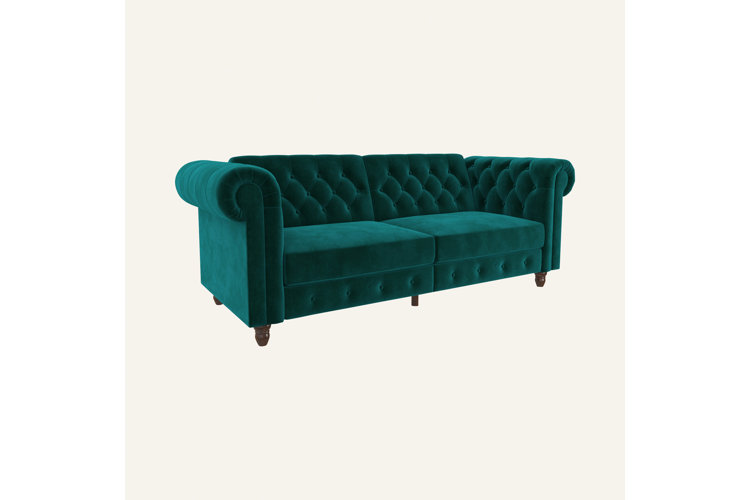 Dallas Twin 89.5" Wide Velvet Tufted Back Convertible Sofa