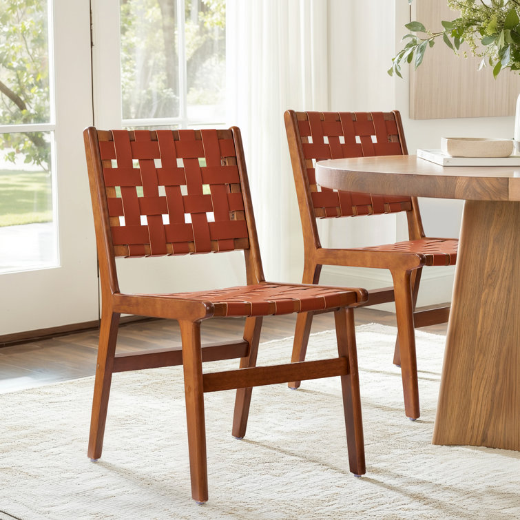 Corrigan Studio Leather Dining Chairs Wayfair Leather Mid Century