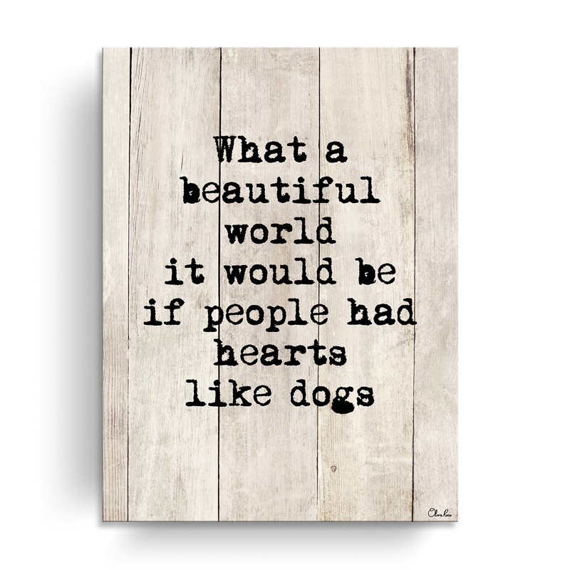 «Dog Beautiful Hearts», reproduction d'art textuel sur toile, H 16 po x l 12 po x P 1,5 po