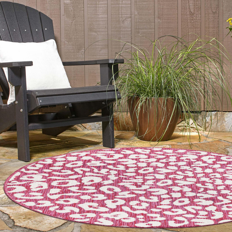 Tapis intérieur / extérieur magenta / ivoire, Tapis de couloir 2 pi x 7 pi 10 po