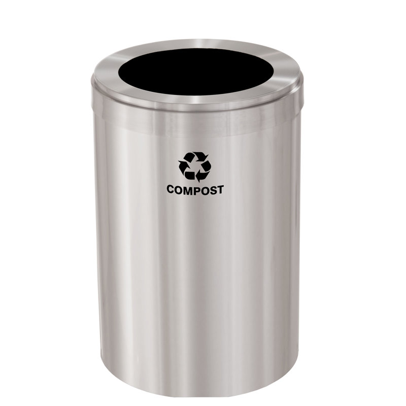 Aluminum Open Kitchen Trash Can, 41, 30" H x 20" W x 20" D