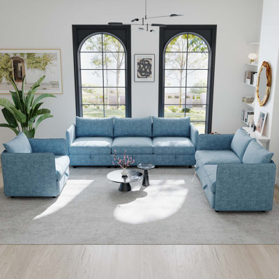 Canapé modulaire modulaire, siège convertible avec rangement, ensembles comprenant un canapé à trois places et des canapés, causeuse et fauteuil simple (1 + 2 + 3 sièges) pour le salon