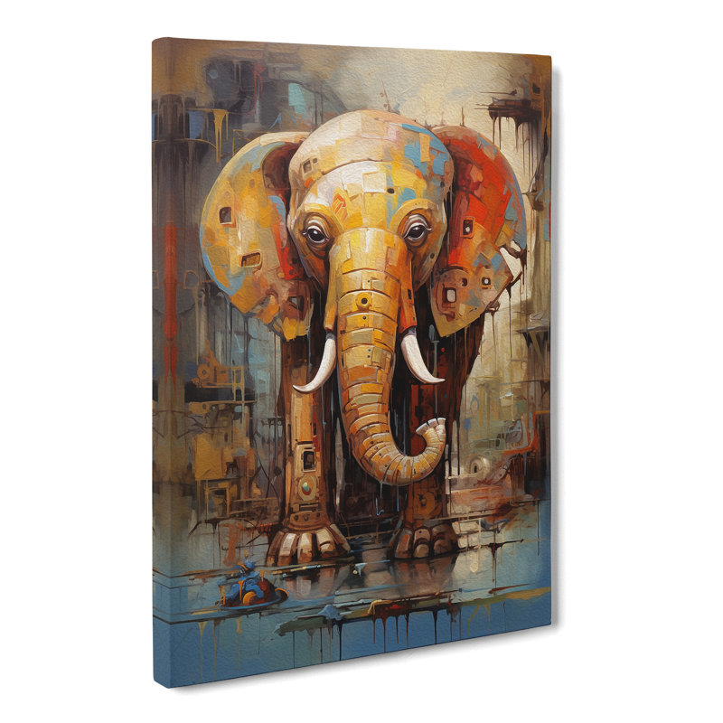 Elephant Modern No.2 - Wrapped Canvas, 50cm H x 35cm W x 3cm D