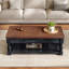 Table basse à plateau relevable rétro avec rangement