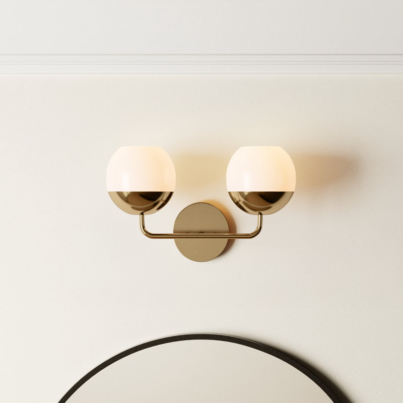 Avoca 2 Light Frosted Dimmable Vanity Light, Satin Brass