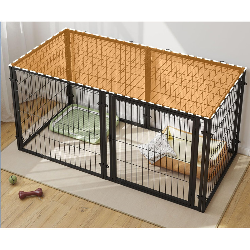 Grande cage robuste pour chien, chenil de 48 po pour petits chiens moyens, parc pour chiots, cage pour animaux de compagnie, parc pour animaux de compagnie, intérieur extérieur - noir