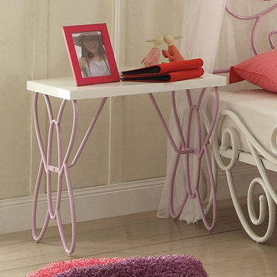 Table de chevet blanche avec accents en métal mauve pour la stabilité de la chambre à coucher et des composants