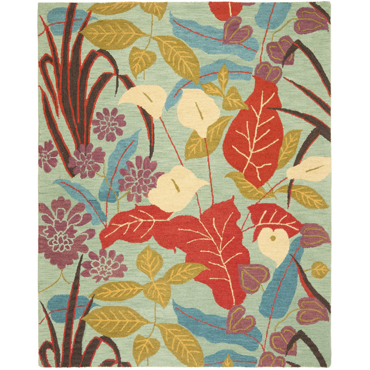 Emrick Hand Hooked Wool Floral Rug