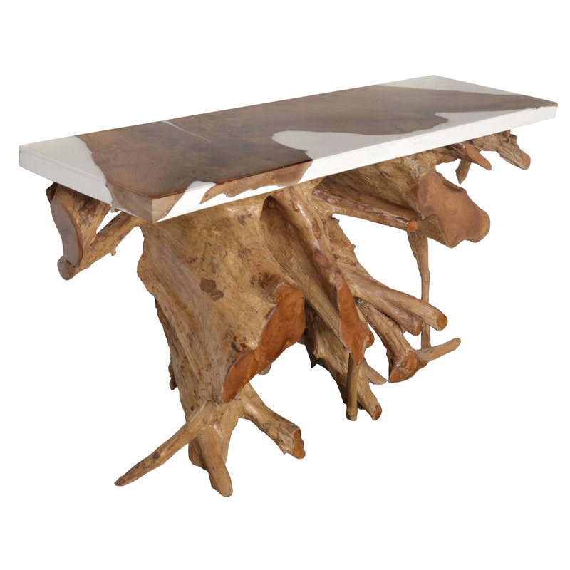 Console Artistic, Blanc / Naturel, H 31,75 po x l 60 po x P 17 po
