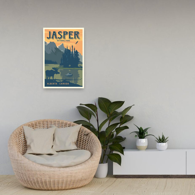Jasper Moose Lake Sunset Abstract Contemporary Bird Animal Landscape Wall Art Print 1 Piece Wrapped Canvas Wall Art