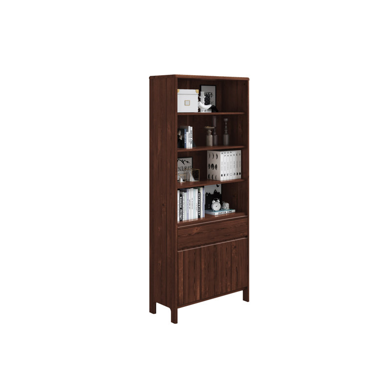 Eftalia 82 cm W Solid Wood Adjustable Height Shelving Unit, Dark brown