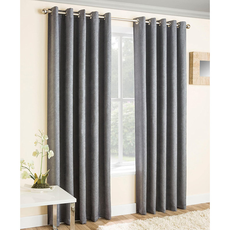 Biller Eyelet Thermal Light Reducing Curtain, Grey, 229cm Width x 229cm Drop