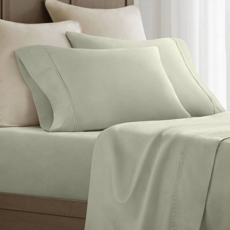2-Piece King Sateen Cotton Pillowcase Set, Green