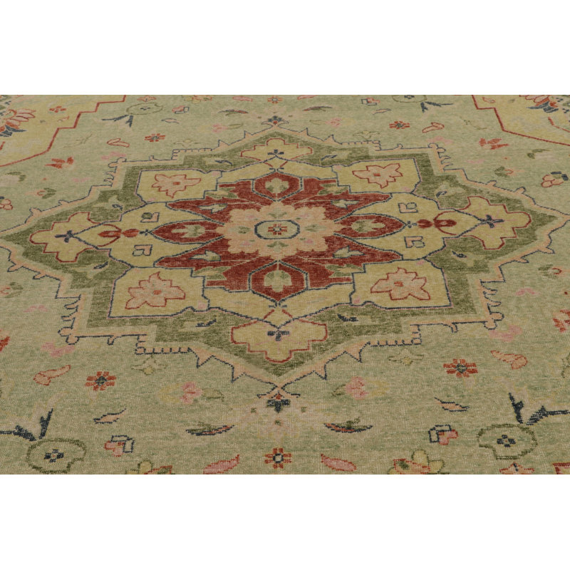 Distressed Homage Hand Knotted Wool Geometric Area Rug, Runner 3' x 8'
