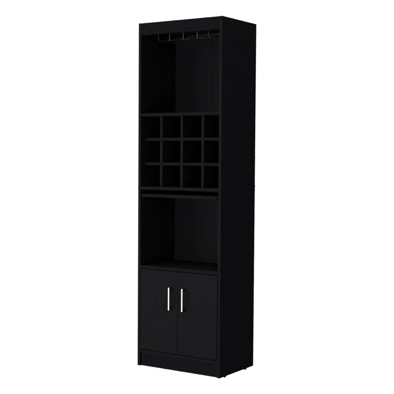 Bar moderne avec rangement pour bouteilles de vin, Noir