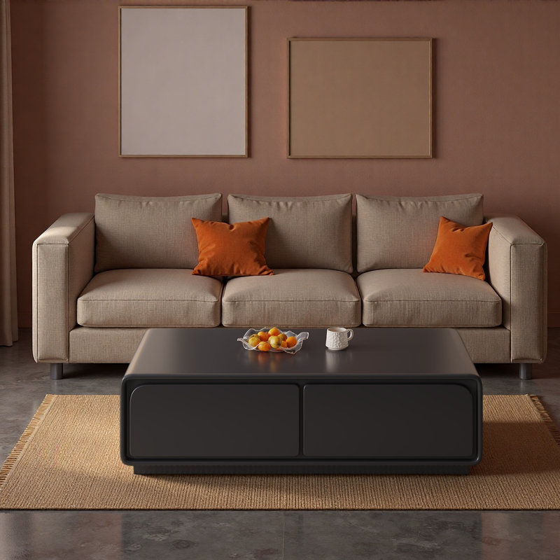 Table basse noire avec tiroirs