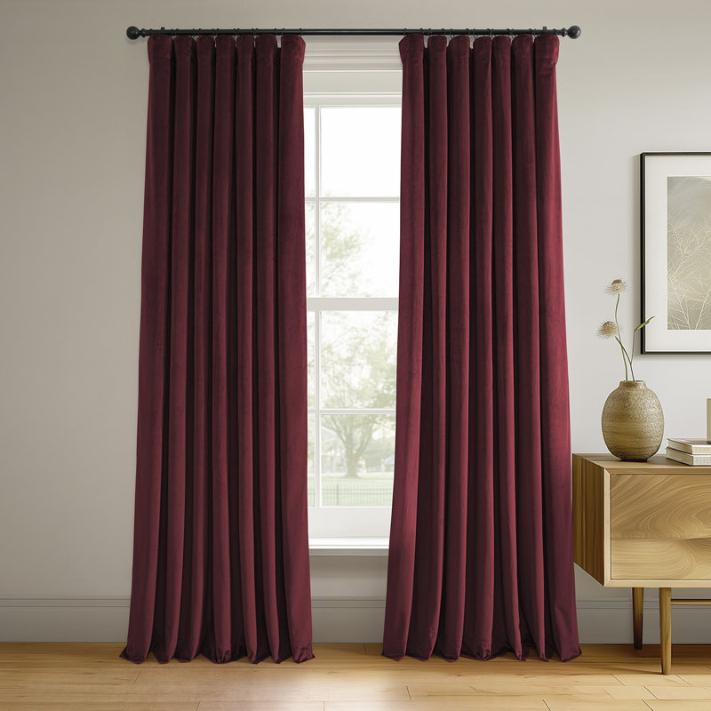Olivia Velvet Blackout Curtain (1 Panel), Burgundy, 50" W x 84" L