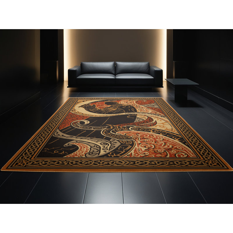 Tapis oriental brun lavable à la machine Titus Tyr - reliure brun clair, 2 x 5