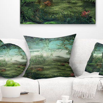 Green Forest Glade - coussin à imprimé paysage
