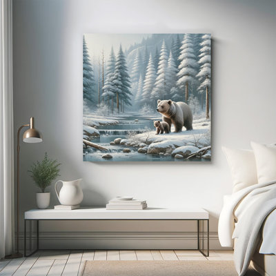 «Tranquil Moments: Grizzly Bear and Cub» par Winter Stream - impression sur toile tendue