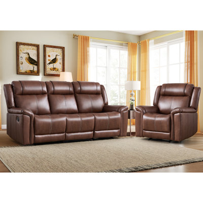 2 - Piece Modern Faux Leather Manual Reclining Living Room Set 