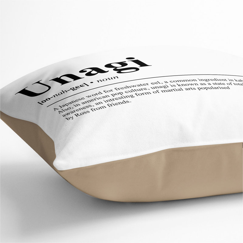 Dictionary Unagi Typography Square Throw Cushion, 55cm H x 55cm W x 20cm D, Stone