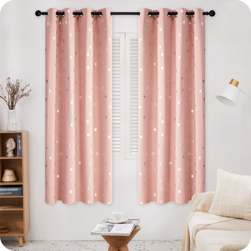 Raimah Blackout Curtain Pair, Coral Pink, 46cm Width x 183cm Drop