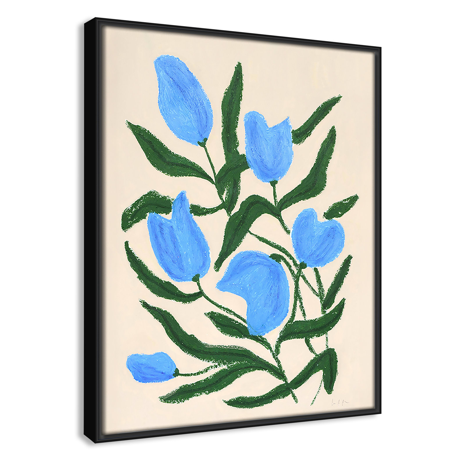 Blue Tulips Print by Camilla Bergqvist, Black, 15.5" H x 12.5" W