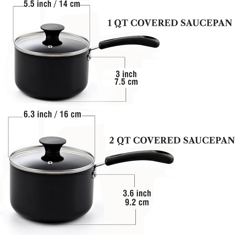 Utopia Kitchen Nonstick Saucepan Set - 1 Quart and 2 Quart - Glass Lid -  Multipurpose Use for Home Kitchen or Restaurant