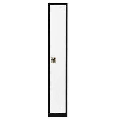 72" x 12" x 12" 1-Door Steel Key Lock Single Tier Locker - Employee & Student Storage for Schools, Gym, Workplace - Includes Shelf, Hooks, Ventilation & Card Holder - Easy Assembly