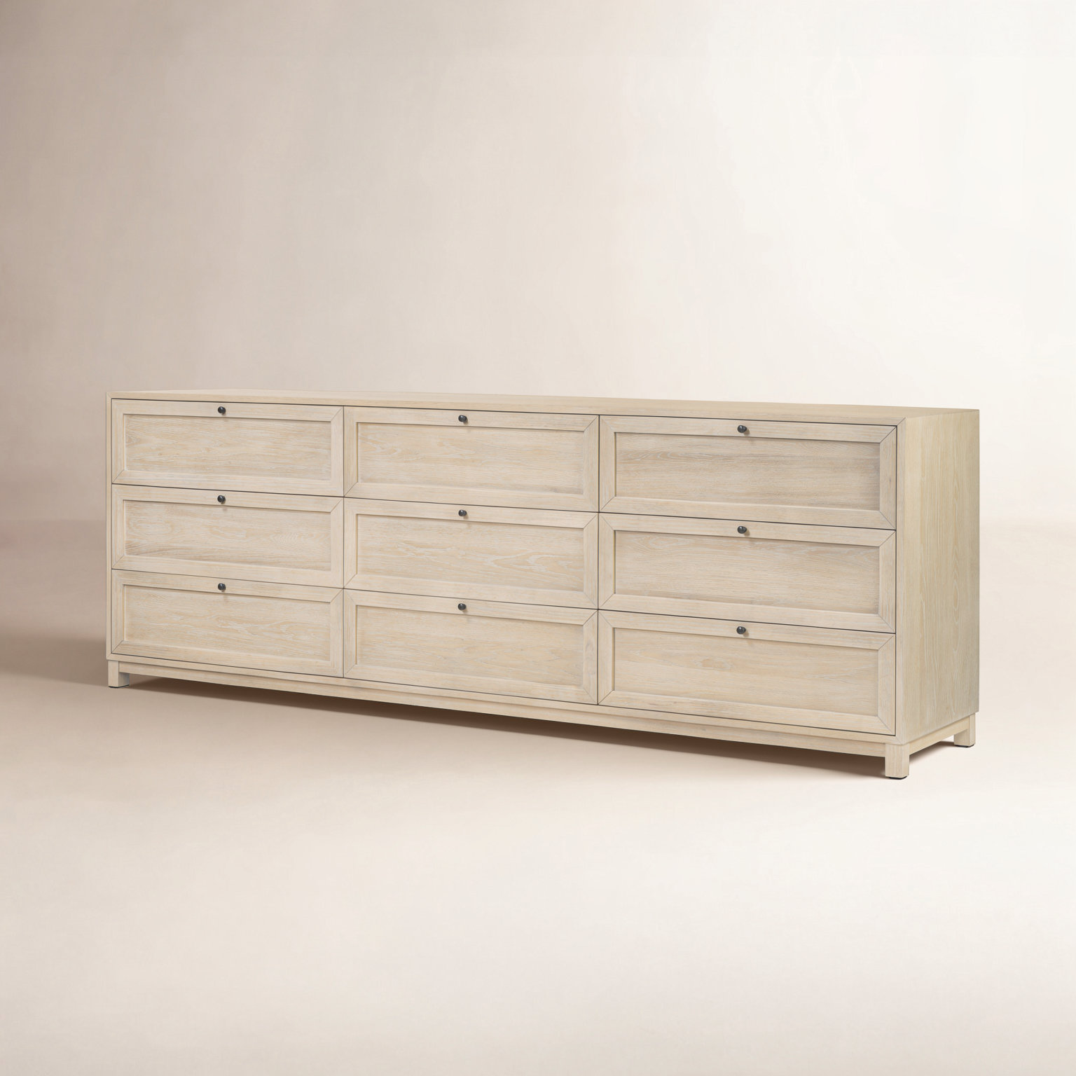 Sonata 88" Oak Dresser, Light Bleach Oak Veneer