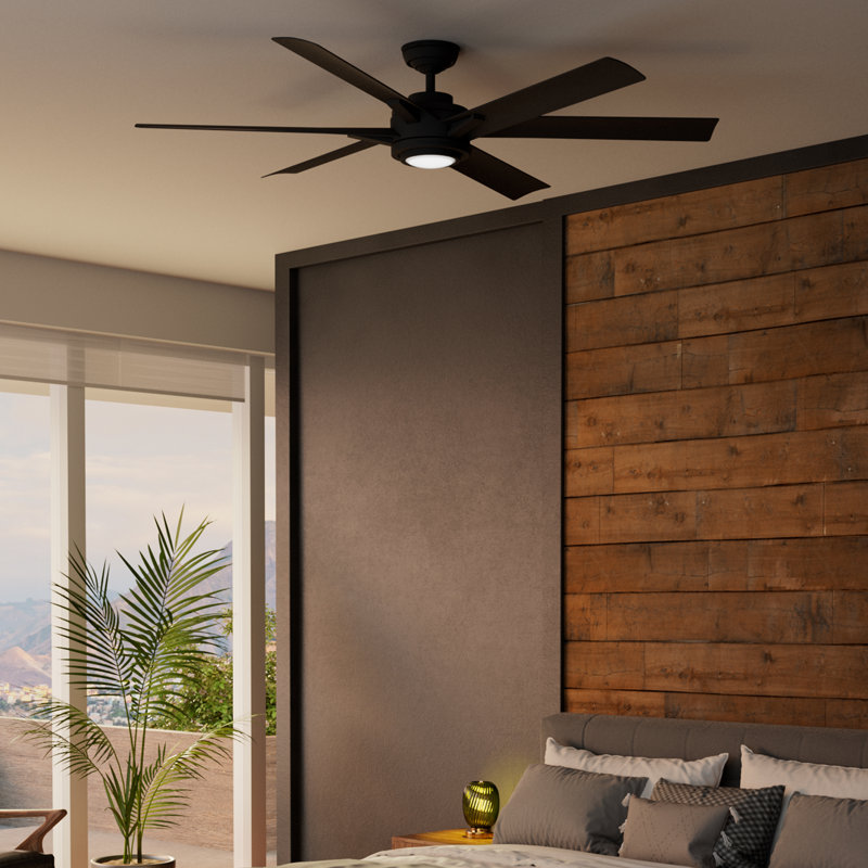 Casablanca 65 inch Melia ENERGY STAR®  Damp Rated Ceiling Fan with Lights and Wall Control, Matte Black