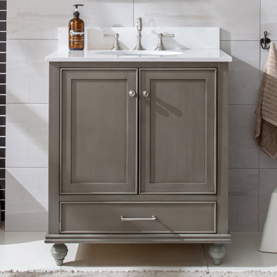 Angelissa 30'' Single Bathroom Vanity with Engineered Stone Top