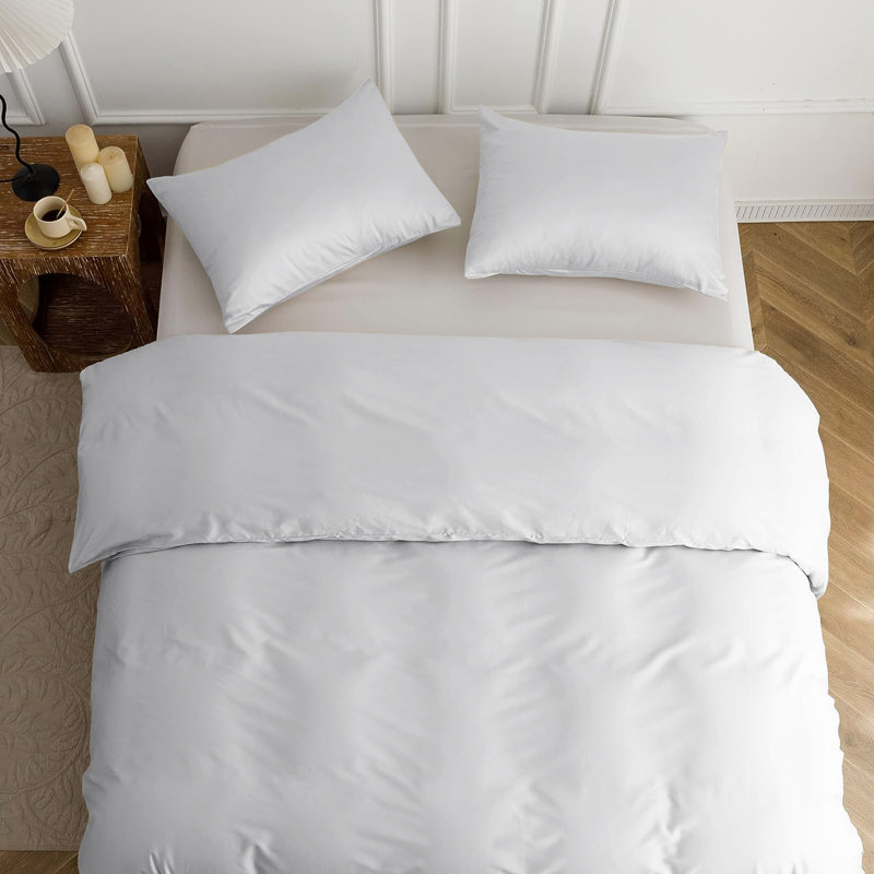Nitzy Super Soft Reversible Plain Duvet Cover with Pillowcases, Silver, UK Single - DE 137 x 200 cm
