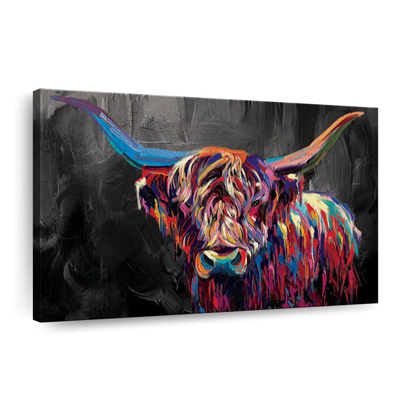 " Multi-Colored Cow " by Jude A, 30" H x 45" W x 1.25" D