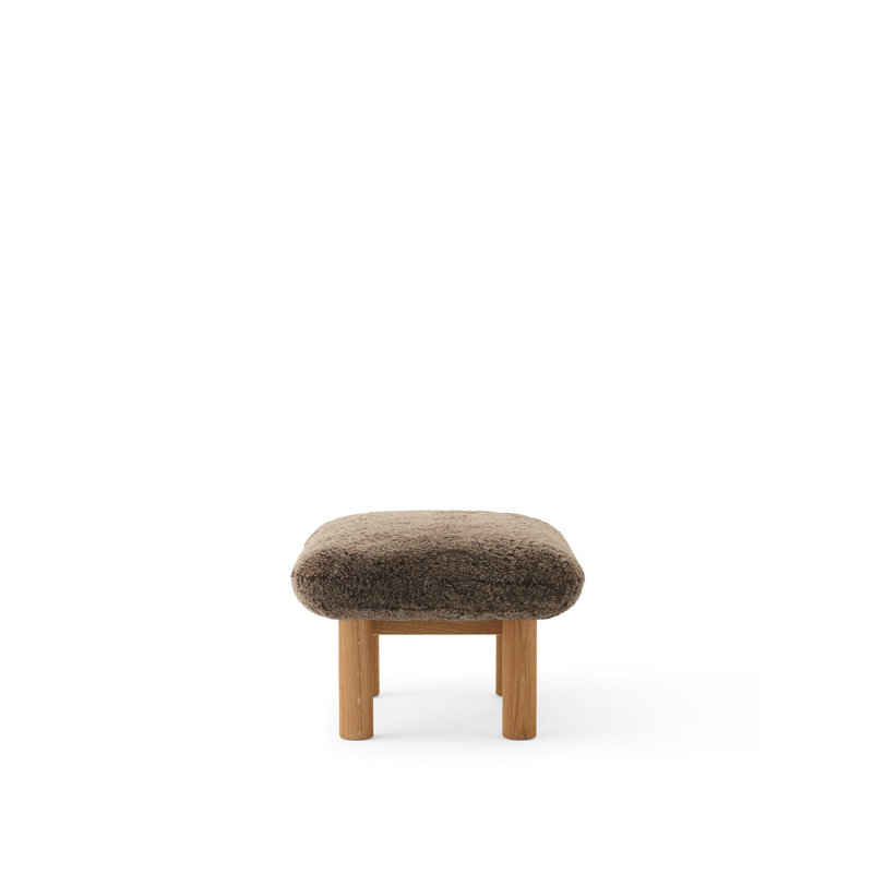 Brasilia Ottoman, Sheepskin Root, Walnut