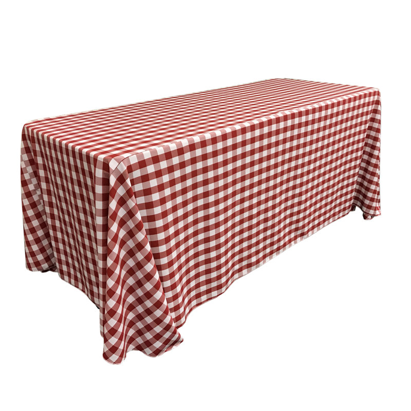 Red and White Gingham Checkered Rectangular Tablecloth 90”x132”