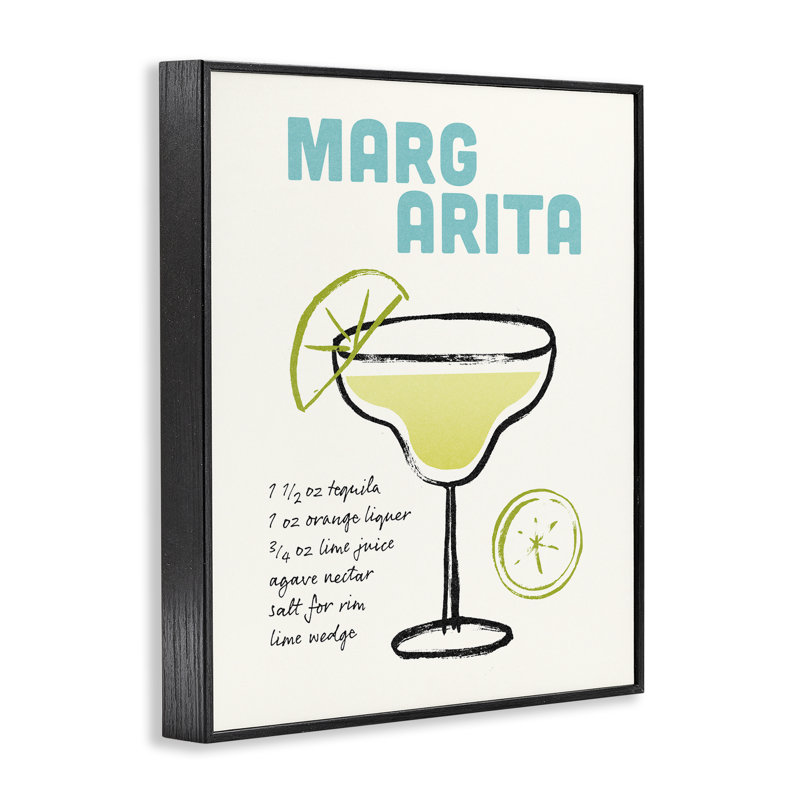 «Margarita Drink Recette Art» par Victoria Barnes, Giclée encadrée noir minuit, H 14 po x l 11 po
