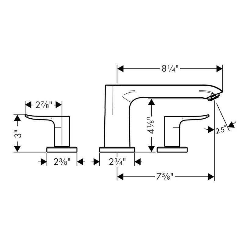 Metris E Double Handle Deck Mounted Roman Tub Faucet Trim, Chrome