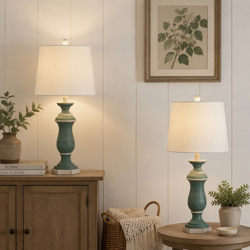 Lampe de table traditionnelle en résine de 27 pouces avec variateur à 3 niveaux, ensemble de 2 (ampoules non comprises)