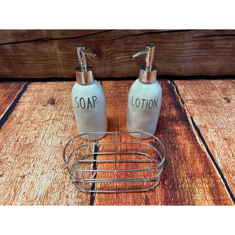 Lotion and Soap Dispenser w/Metal Caddy
